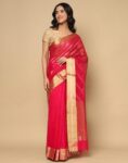 Pink Cotton Silk Blend Chanderi Sari